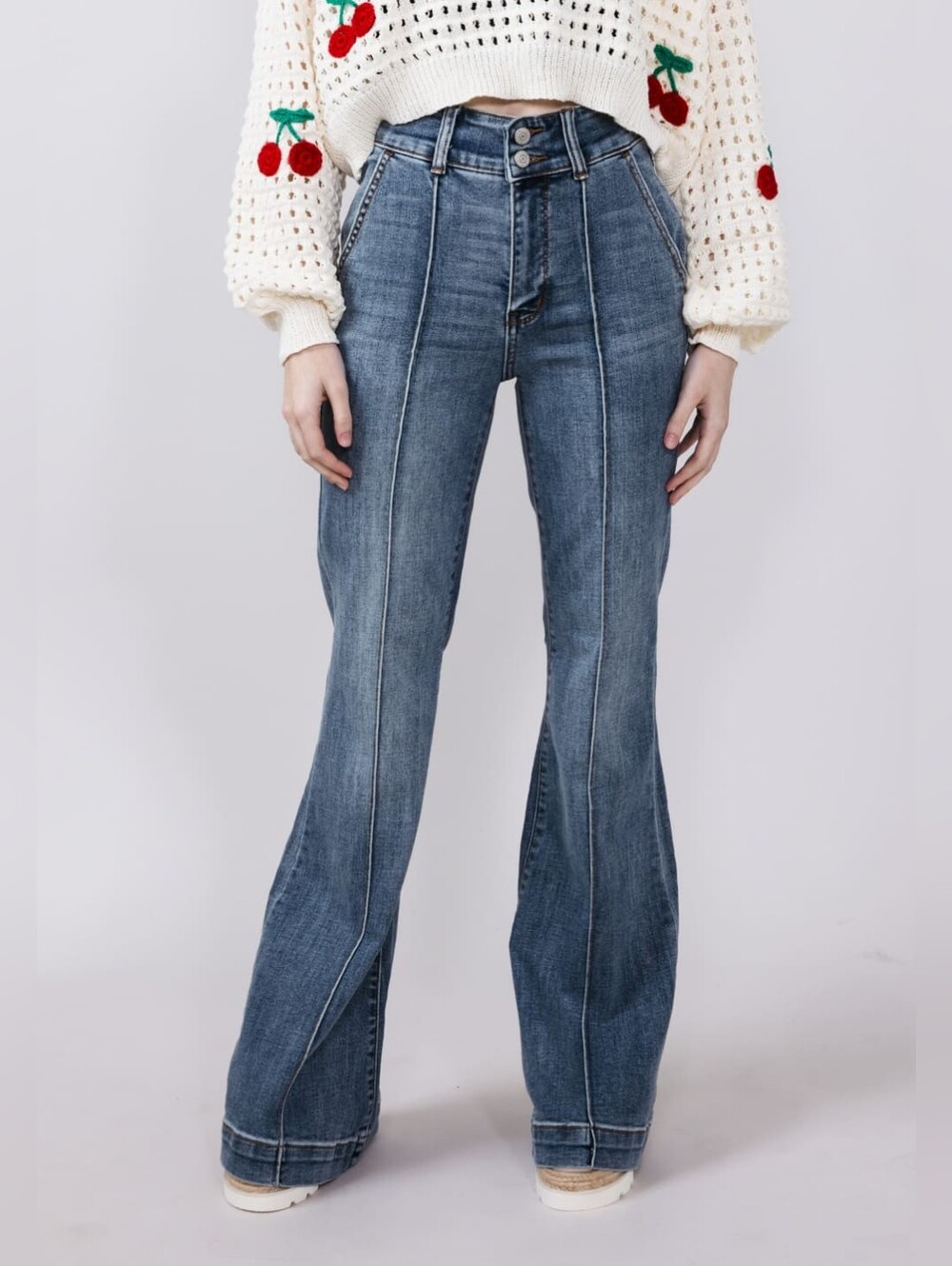 NWT Judy Blue High Waist Trouser Flare Jeans Middle Seam, Size 5/27